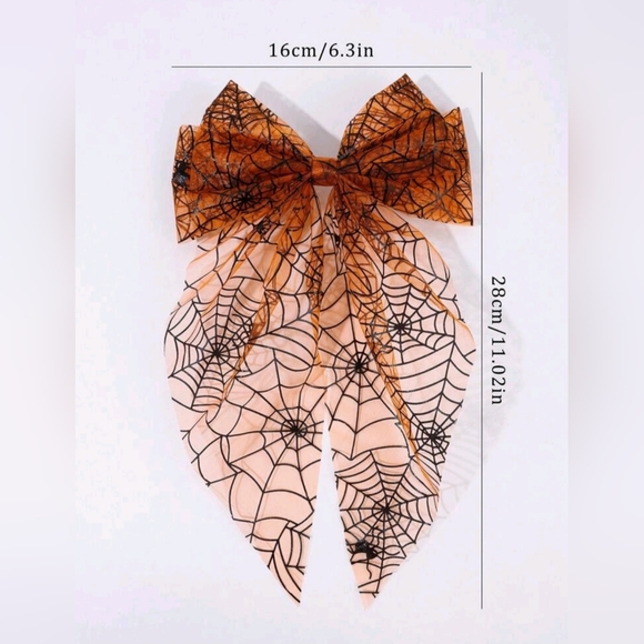 Spider Web Printed Large Bow Hair Clip - Picture 2 of 3